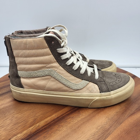 Vans Sneakers Womens 8.5 Peach Gray Leather Hi Top Shoes Skater 721277 - Picture 2 of 14